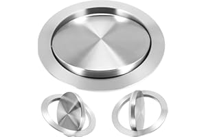 Jevina Cubierta redonda de acero inoxidable para cubo de basura, encimeras de cocina, enjuague de balanceo integrado, tapa de residuos