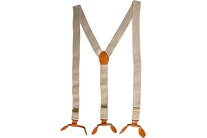 Trimming Shop 25mm Men's Elastic Suspenders Y Shape, Adjustable Button Hole Braces for Trousers, Jeans, Pants, Fashion Accessory for Parties, Weddings, Casual, Formal Events