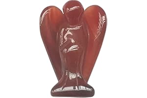Manekieko Natürliche Karneol Heilung Kristall Gebet Schutzengel Statue,38mm Schnitzen Tasche Palm Stein Figuren Dekoration