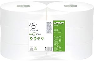 Papernet 407567 BIOTECH Papier Toilette Maxi Jumbo, Cellulose Pure, Gaufrage Micro, Blanc (Pack de 6)