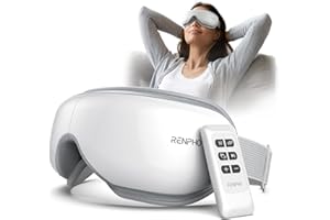 RENPHO masseur oculaire avec télécommande et chaleur, masque de massage des yeux rechargeable avec musique bluetooth pour soulager la fatigue oculaire, poches oculaires sec améliorer le sommeil