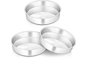 Onader 8 Inch Round Cake Tin Set of 3, Stainless Steel Cake Mould Pan for Baking, Ideal for Birthday Christmas Wedding Layer Cakes, Non-Toxic & Healthy, Mirror Finished & Dishwasher Safe