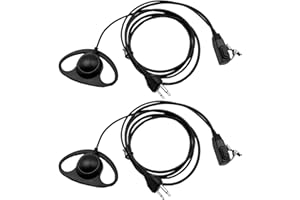 SHAWOROCE Lot de 2 écouteurs en forme de D PTT Mic pour radio Midland Talkie Walkie Radio XT30 XT50 XT50Pro XT60 XT70 XT70Pro G7 G7Pro G9 G9Pro EK30 EK35 Alan M24 M24 Plus M48 M99 GXT LXT