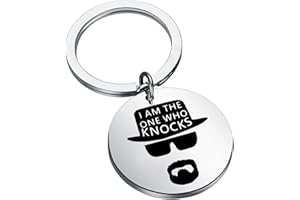 FAADBUK Funny TV Show Keychain I Am The One Who Knocks Jewelry for Friend Family (Who Knocks K-S), Stainless Steel, L, Modern