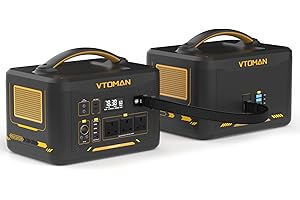 VTOMAN Jump 1500X Portable Power Station with Expansion Battery, 1500W/2376Wh Durable LiFePO4 Power Station with 1500W Constant-Power, Regulated 12V DC, PD 100W Type-C for Home Backup & RV/Van Travel