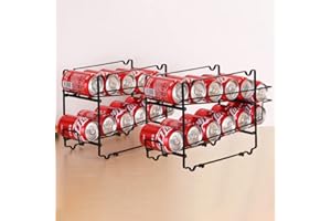 Puseky Dispensador de latas rodantes, [2 piezas] Organizadores de latas de bebidas de soda y cerveza, apilables, estante de almacenamiento para armario de cocina, despensa, encimera