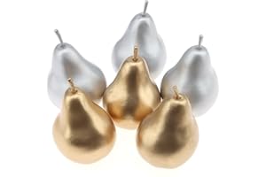 Meiwlong 6 PCS Fake Plastic Pear Silver Golden Decoration New Year Artificial Realistic Fruit Model Faux Lifelike Display Props Ornament Party Christmas Festival