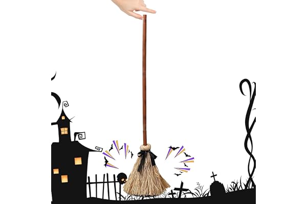 Halloween kvast 37,4 tum hög läskigt ljud halloween dekoration rekvisita | Dansande kvast rörelsesensor för främre veranda vardagsrum gård display fest