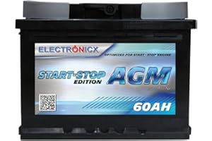 Electronicx Batteria Auto AGM 12V 60Ah – batteria di avviamento esente da manutenzione con 700A EN, sigillata, resistente alle vibrazioni, compatta, compatibile Start-Stop, batteria auto 60 Ah