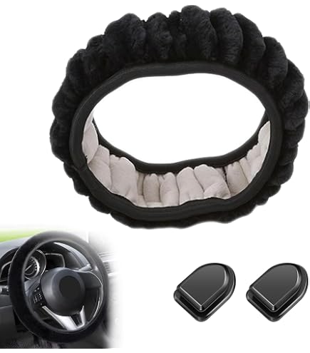 Coperture Morbide Anti Freddo Set Di 3 Coprivolante Per Auto, Universale, Antiscivolo, Invernale, In Morbido Peluche, Coprivolante, Coprivolante, Accessori Per Auto, Per Freno A Mano, 36 – 39 Cm, Rosa Coprivolante In - 2