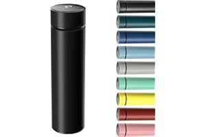 Homealexa 500ml Coffee Cups Travel Mugs, Water Bottle Vacuum Insulating Cup 304 Stainless Steel, Touch Screen Temperature Gauge, Smart Mug for Heat and Cold (A-Black)