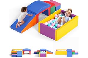 CUPCHID Blocchi da costruzione in schiuma per bambini, grandi blocchi da costruzione in schiuma giganti per bambini, giocattoli educativi prescolari per gattonare e arrampicarsi (Rosa blu)