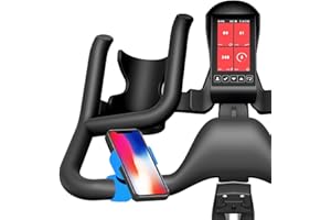 DAMOAA Soporte movil Bicicleta estatica Universal valido para Todos los tamaños de Smartphones Bicicleta Spinning Cinta de Correr Rodillo eliptica Entrenamiento Soporte telefono Bici (Blue)