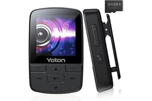 YOTON Lettore MP3 64 GB, Lettore MP3 Bluetooth 5.0 con Clip, Suono HiFi, Radio FM, Contapassi, Registratore Vocale, Scheda TF da 64 GB Inclusa