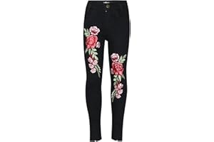 A2Z 4 Kids Enfants Filles Stretchy Jet Noir Jeans Designer des Roses Brodé Denim Pantalons Mode Fit Trousers Âge 3-14 Ans
