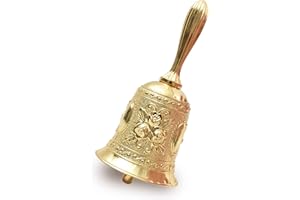 HUIANER Hand Bell Metal Dinner Bell Wedding Bells for RestaurantService Bell Bar Jingle Wedding Classroom Church School Classroom Alarm and Home Decoration (Gold)