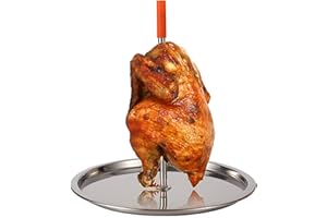 Ksvaye Vertikaler Spieß Edelstahl Huhn Grillspieß Hähnchen Ständer Hähnchengriller Hähnchenbräter Grill Hähnchenhalter Hähnchengestell Bräter Grillrost Fleischspieß für BBQ Kebab
