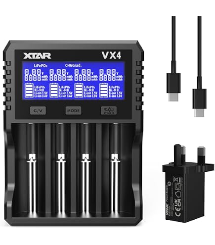 XTAR BC8 Caricabatterie 8 Slot Per Batterie AA/AAA 1.5V Li-ion E 1.2V Ni-MH – Ricarica Mista, USB-C, Protezioni Multiple