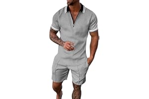 Harpily Tenue de Sport Homme Ensemble Polo et Short pour Hommes Tenues d'été Costume décontracté à Manches Courtes pour Hommes 2 pièces Ensemble de survêtement Shorts T Shirt Homme S-4XL