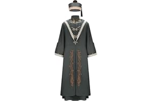 Funhoo Mens Grand Wizard Cosplay Costume Deluxe Gray Cloak Tunic Robe Magic Hat Adult Halloween Fancy Dress Party Outfits