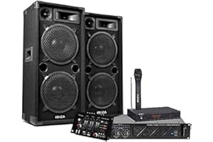 IBIZA Sound Light - Sono Complete 2000W avec AMPLI Enceintes Table DE MIXAGE Micro sans Fil + CABLAGE idéal soirée Animation Mariage Salle des fête Anniversaire