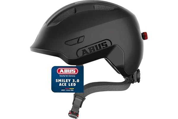 ABUS Casque pour Enfants Smiley 3.0 ACE LED - Casque de vélo avec lumière - Ajustement Profond & Place pour Une Tresse - pour Filles et garçons