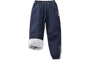 Exemaba Kids Waterproof Trousers Fleece Lining Girls & Boys Winter Warm Snow Pants for for Walking, Travelling, Hiking