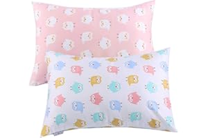JISEN Kid Toddler Pillowcases 2 Pack 100% Natural Cotton Pillow Cover Cases for Sleeping with Envelope Closure 40x60cm Owl