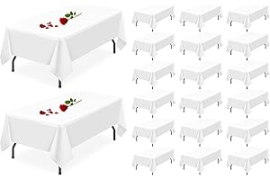 PESONLOOK 20 Stück rechteckige weiße Tischdecke Einweg Tischdecke 54 Zoll x 108 Zoll dekorative Tischdecke für Picknick, Grillen, Party, Geburtstag, Hochzeit, Bankett, Babyparty, im Freien