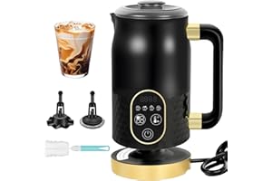 JOUEAINOU Elektrischer Milchaufschäumer - 4 in 1 Milchaufschäumer für heiße Schokolade mit Temperaturkontrolle Automatischer Milchaufschäumer für heißen und kalten Schaum mit 2 Schneebesen für Cappuccino, Latte