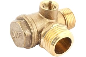VBESTLIFE Valvola di ritegno del compressore d'aria, Valvola di ritegno del compressore d'aria, 3 porte, Valvola di ritegno filettata maschio del compressore d'aria in ottone, 20 * 16 * 10mm