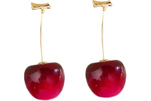 LOOGI Rote Kirsche Tropfen Ohrringe 3D Obst Baumeln Ohrring niedlich für Frauen Mädchen