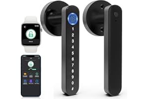 Eseesmart Smart Lock - Fingerprint Door Lock with Handle, 5-in-1 Smart Door Lock with Keypad Fingerprint Bluetooth APP Key, Digital Electronic Door Lever Lock for Home Office Bedroom