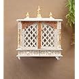 Kamdhenu art and craft Wooden Temple Home Temple Pooja Mandir Pooja Mandap Temple for Home (Gold & White), 21 Inch