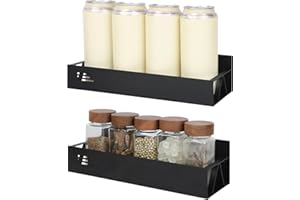 Cozary Étagère Magnétique, 2 Pièces Etagère Réfrigérateur, Etagere Frigo, Range Epice pour Rangement et Organisation de la Cuisine, Sans perçage, Bonne Respirabilité