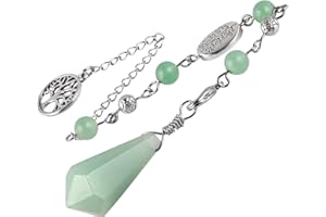 mookaitedecor Aventurine Verte Divinatoire Pendule Radiesthésie Pierre Naturelle Cristal Facette Arbre de Vie pour Divination Voyance Esotérisme
