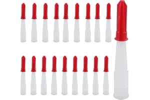 GUDQVOZIHG Lot de 20 pointes de cartouche avec capuchons de buse rouge, embouts en silicone transparent, embouts de rechange, embout de seringue en silicone, buse de cartouche pour mastic à colle et pistolet à