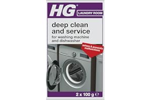 HG Deep Clean and Service for Washing Machines & Dishwashers, Professional Standard Cleaner & Descaler for Home Laundry & Kitchen Cutlery/Plate Cleaning Appliances – 2 x 100g (248020106)