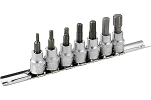 DAKCOS Hex Bit Socket Set 3/8" Drive 7 Pieces Metric 3mm - 10mm Allen Socket Kit Premium S2 Alloy Steel