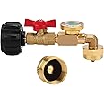 MAKINGTEC Propane Adapter 1lb to 20lb, Fit for QCC1 Propane Refill Elbow Adapter with Gauge and ON-Off Control Valve for 1LB Propane Tank to Be Refilled Gas from 5~40 LB Propane Tank