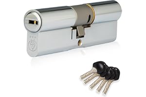 XFORT Colossus Polished Chrome 3 Star Kitemarked Euro Cylinder Lock 35EX/35 (70mm), British Standard TS007 Anti-Snap Barrel Lock, uPVC Door Lock.