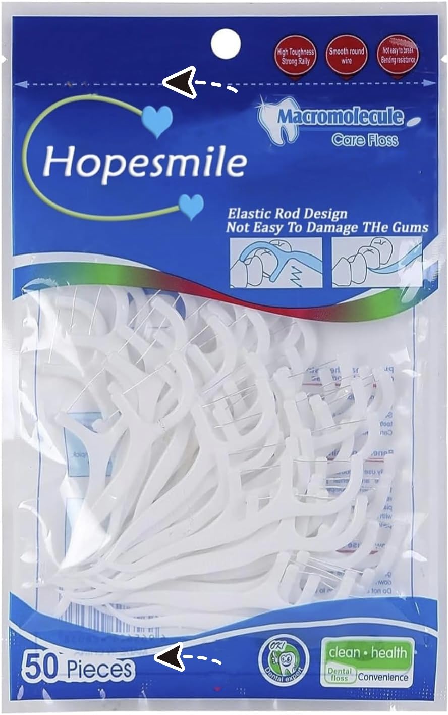 Hopesmile 3 in 1 Tooth Cleaning Dental Floss Toothpick Flossing Set for Clean Teeth Fresh Breath and Healthy Gums Breaths 50 