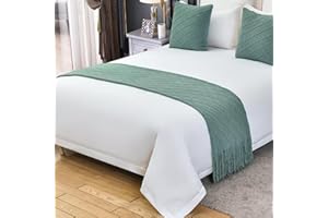 ACESOME ㅤ ACESOME Solid Color Bed Runners, Knitted Bed Scarf Luxury Blanket Bedding Decor, Sofa Towels, Bedding Protector Bedspread for Home Bedroom Hotel (Green, 2pcs pillowcases (45x45cm))
