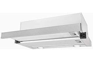 Exquisit® Campana extractora cocina integración 60Cm, capacidad de extracción máx 350 [M³/h], acabado inox, consumo 32 kWh/año, 2 niveles de potencia, rumorosidad 53 dB(A), medidas 22,5x59,5x30cm