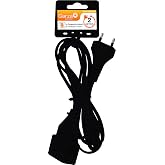 Garza - 2 m black household power extension cable with ground up to 10 Amps (2300W)