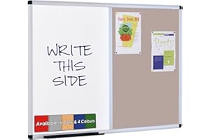 Wonderwall Duo Combination Noticeboard Pinboard/Dry-Wipe Whiteboard - 120 x 90cm - (Light Grey) - Office, School, Home