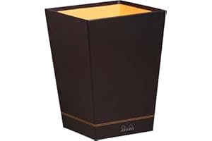 RHODIA 118826C - Corbeille à Papier Noir - 24 x 24 x 32 cm - Piqûres Sellier Orange - Extérieur Simili Cuir - Collection Home Office rama - Organisation de Bureau & Rangement Design