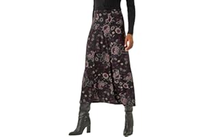 Roman Originals Jersey Skirt for Women UK - Ladies Midi Maxi Floral Animal Print Autumn Winter Swing Smart Casual Work Office Cocktail Party Going Out Evening Holiday Cruise