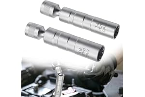 Roontin Chiave universale per candela di accensione, 14 mm e 16 mm, 2 chiavi flessibili e magnetiche, strumento per la rimozione di candele, adatto per diversi modelli