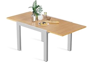 TRIUMPHKEY Tavolo da Giardino Allungabile 80/160 x 80 cm, in Alluminio Allungabile per 4 Fino a 8 Persone, Impermeabile e Antiruggine, Tavolo da Pranzo per Esterni,Beige